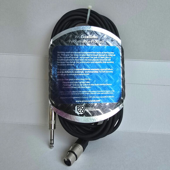 Pro Co 20ft Cable XLR Female to 1/4" TRS Male BPBQXF-20 - Picture 2 of 4